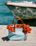Borsa City mini in nylon azzurra