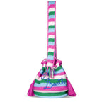 Borsa secchiello Crochet Bucket crochet a righe multicolore