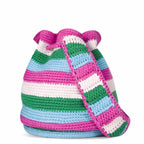 Borsa secchiello Crochet Bucket crochet a righe multicolore