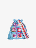 Borsa secchiello Crochet Bucket crochet con ricamo multicolore