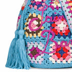 Borsa secchiello Crochet Bucket crochet con ricamo multicolore