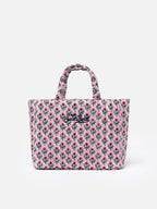 Borsa Soft Tote Mid trapuntata a fiori rosa