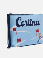 Pochette Aline effetto lana con stampa Cortina