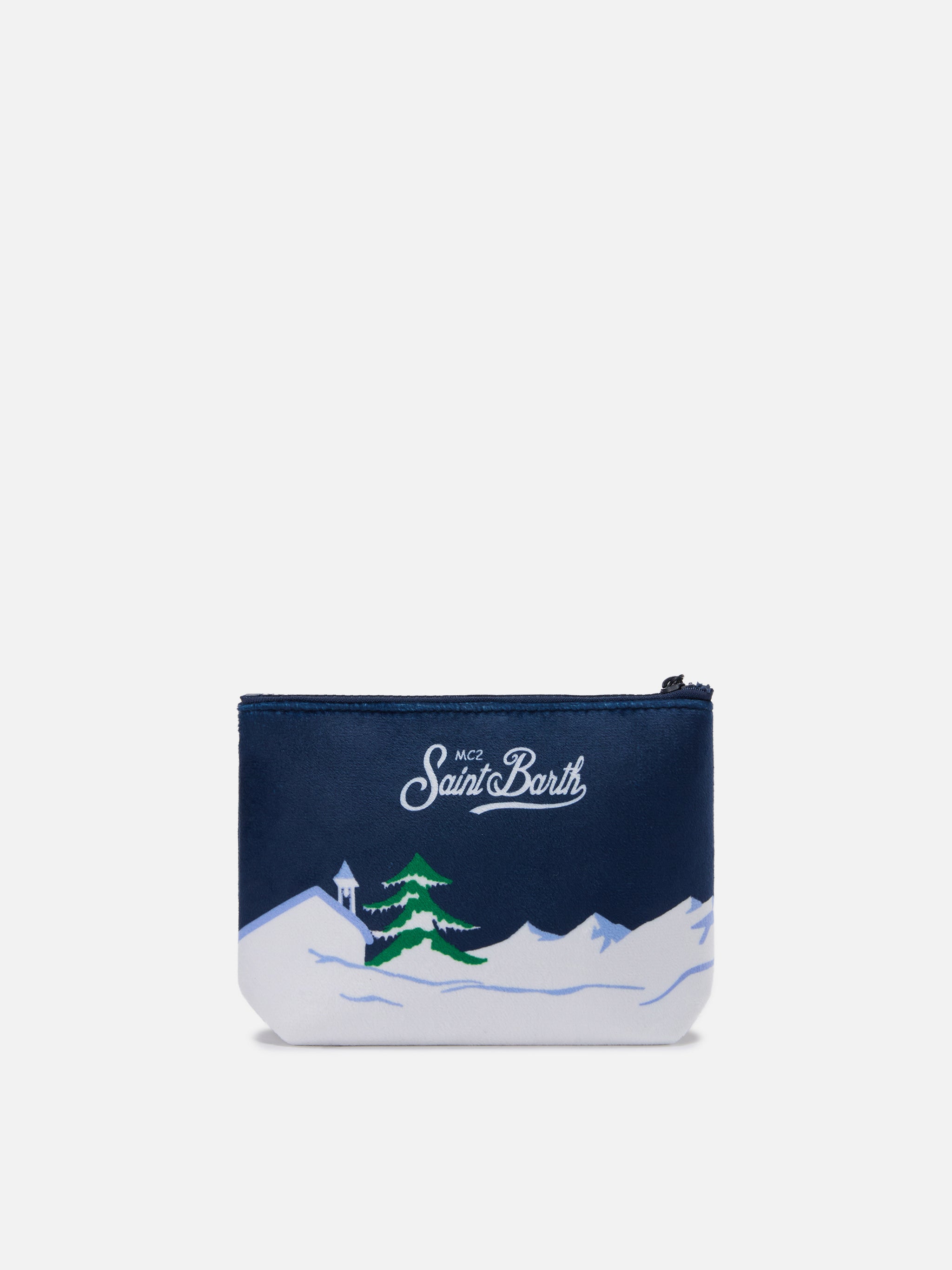 Pochette Aline effetto lana con stampa sciatori Cortina