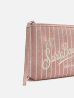 Pochette Aline rosa chiara effetto spugna con fantasia a righe in rilievo