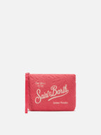 Pochette Aline rosso corallo effetto spugna con motivo zebrato in rilievo