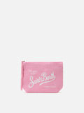 Pochette Aline in lino rosa tinta unita