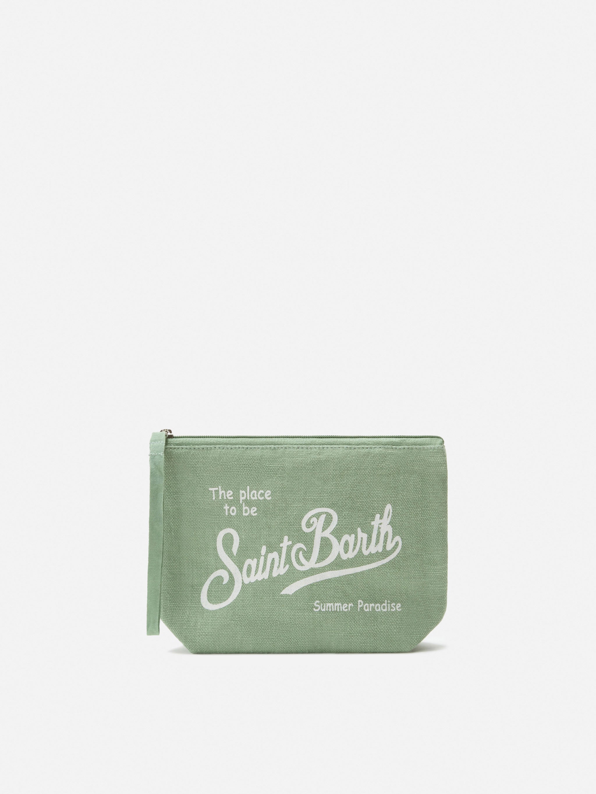 Pochette Aline in lino verde salvia tinta unita