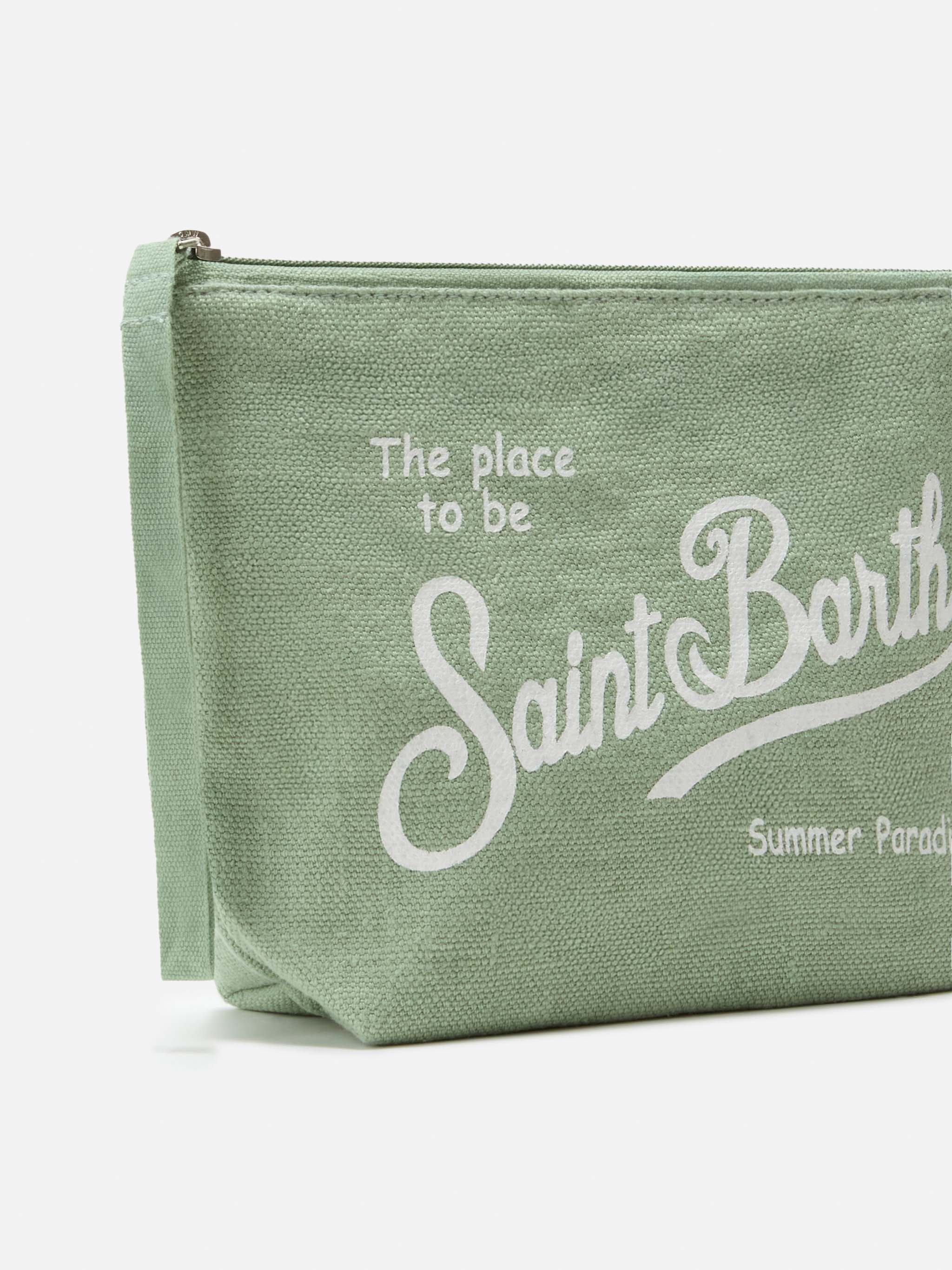 Pochette Aline in lino verde salvia tinta unita