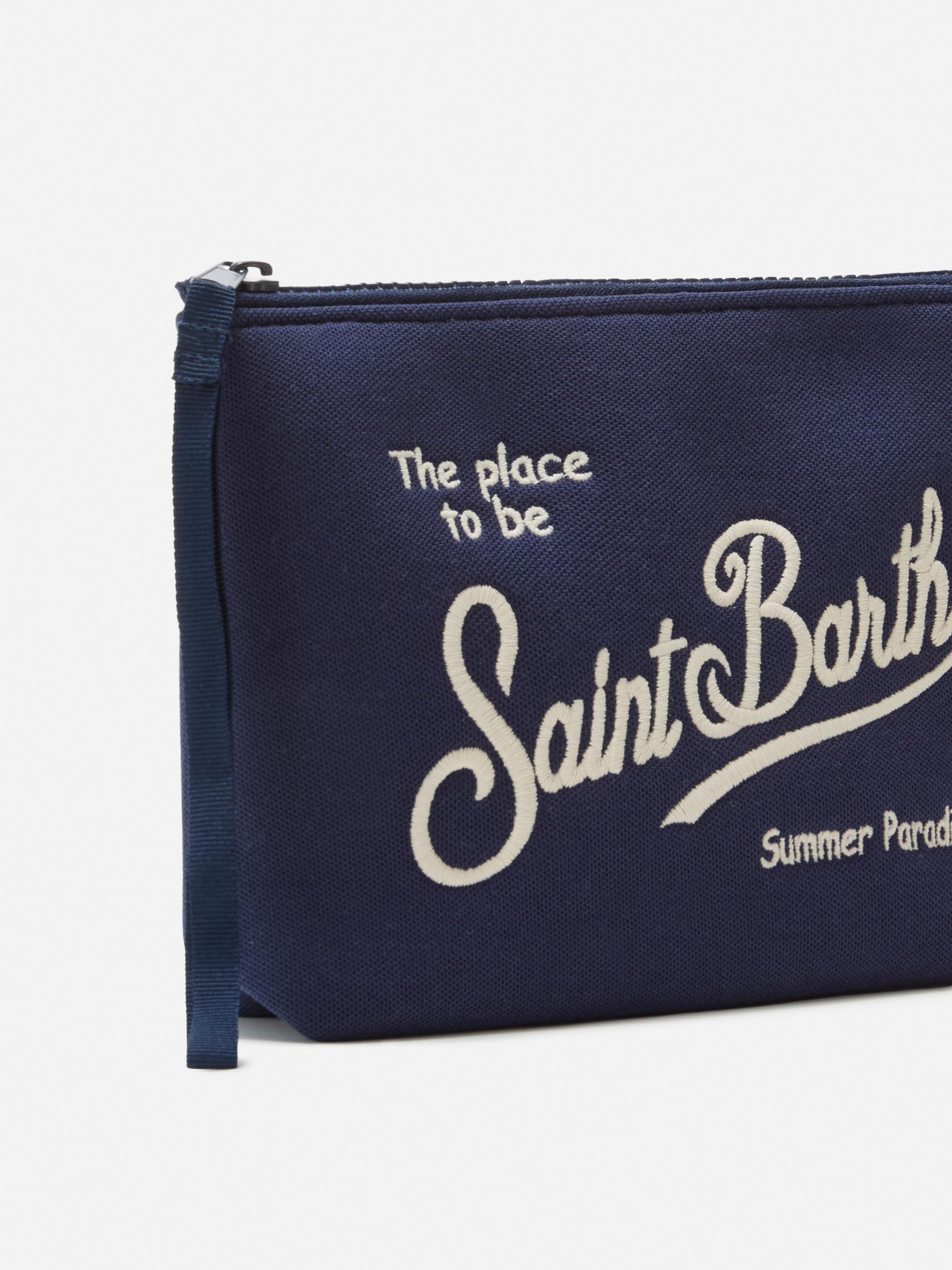 Pochette Aline blu con effetto piquet