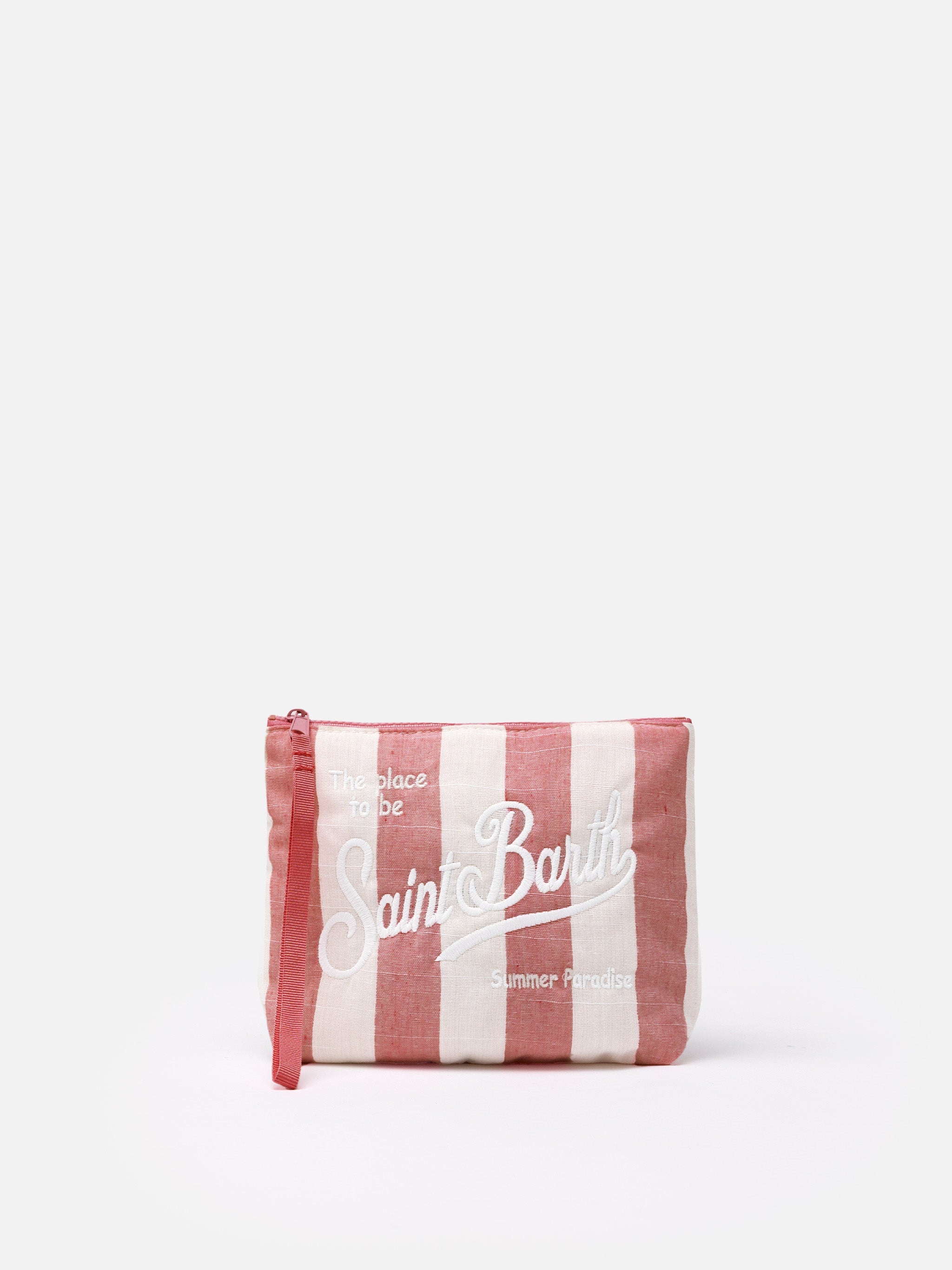 Pochette Aline soft in cotone lino con stampa a righe