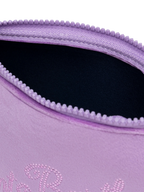 Pochette Aline in velluto lilla con logo Saint Barth in strass