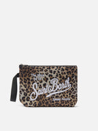 Pochette Aline in scuba con stampa leopardata