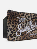 Pochette Aline in scuba con stampa leopardata