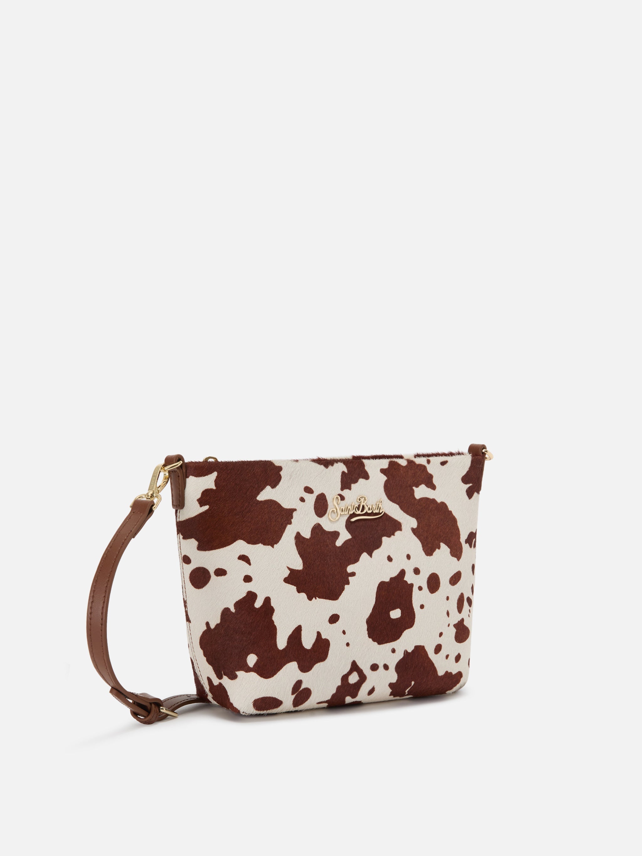 Borsa Aline in cavallino muccato con placchetta logo