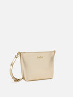 Borsa Aline in pelle laminata oro con placchetta logo