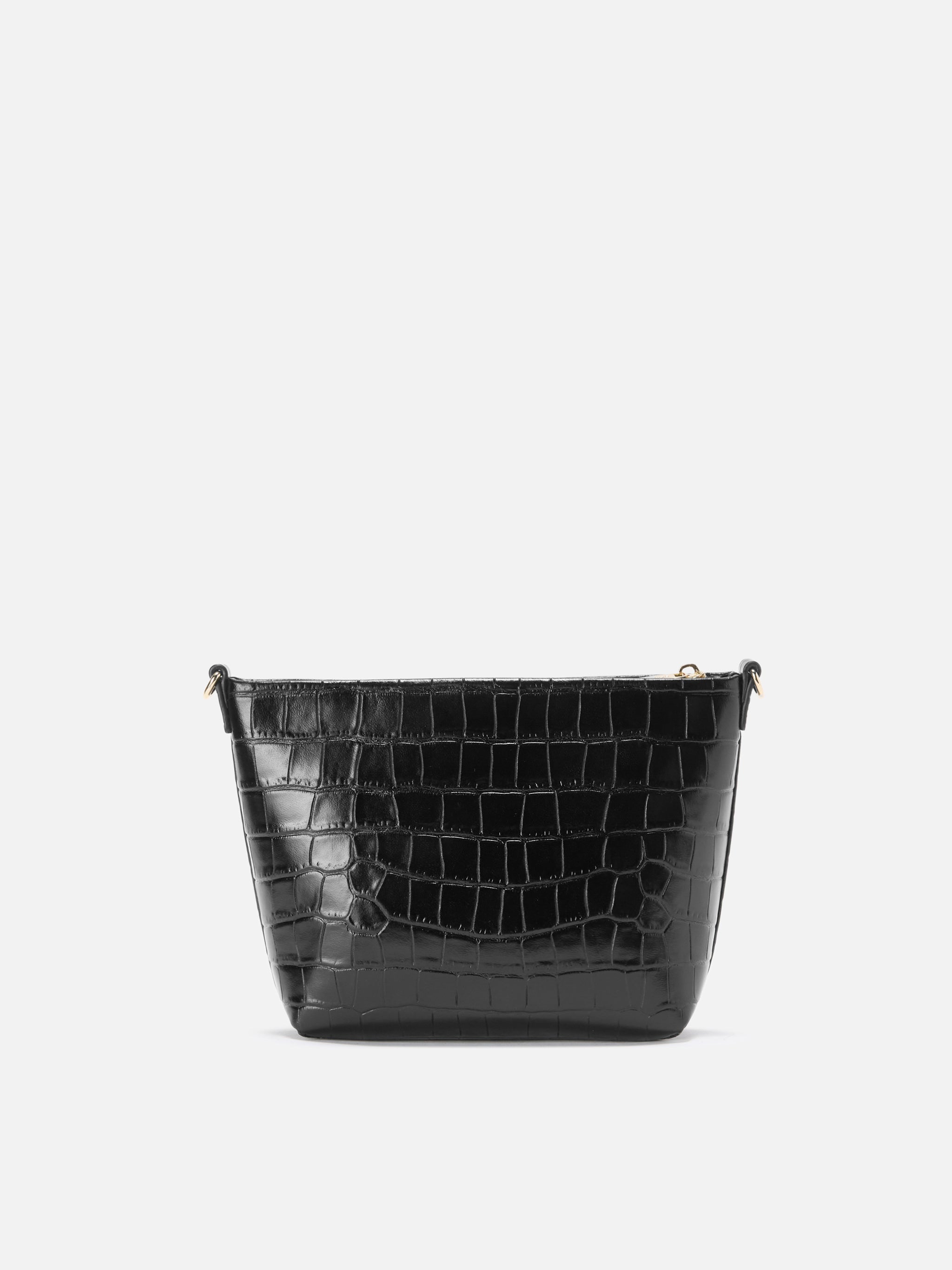 Borsa a spalla Aline Bag in pelle stampa cocco nera