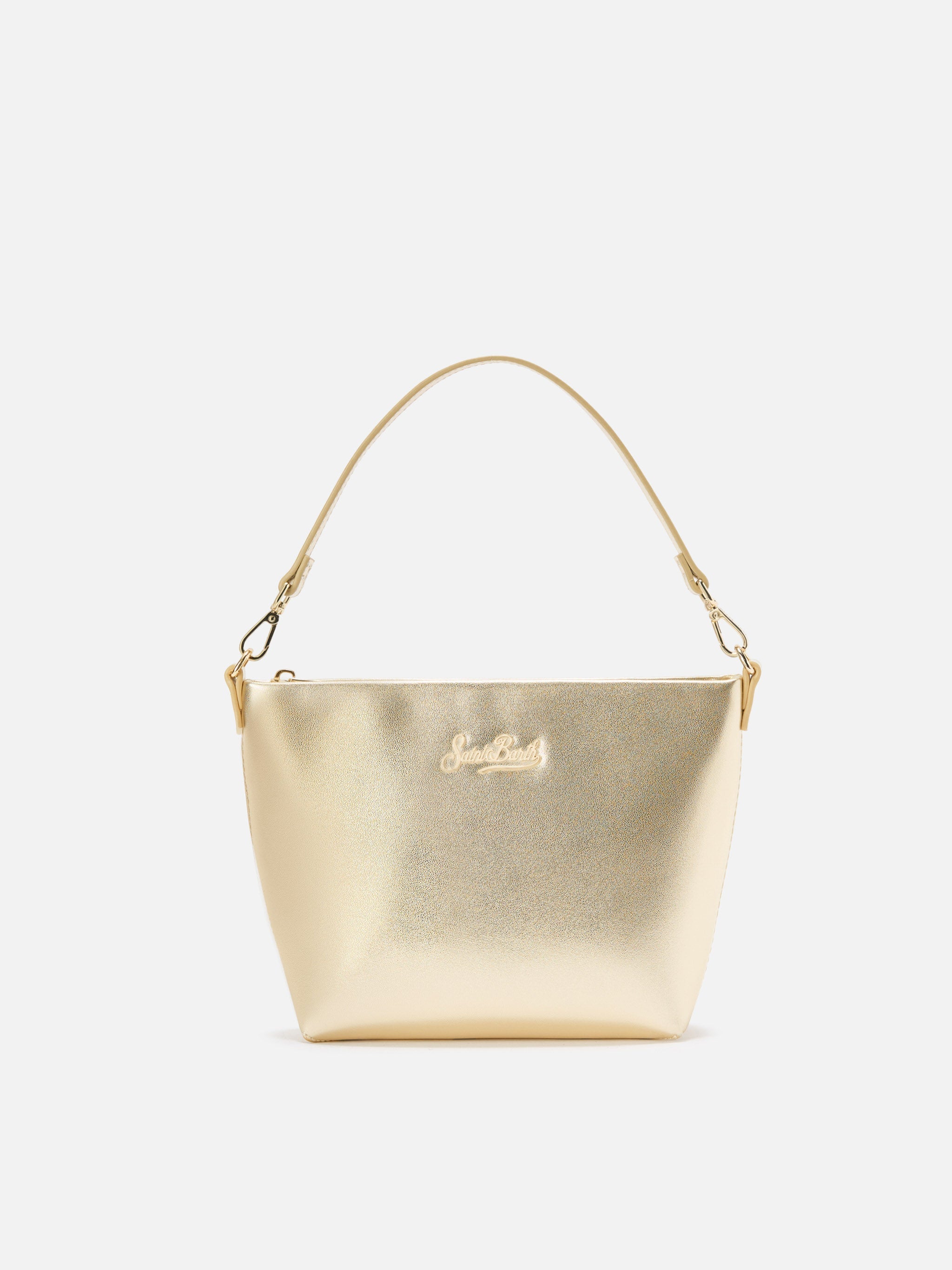 Borsa a spalla Aline Bag in pelle laminata oro