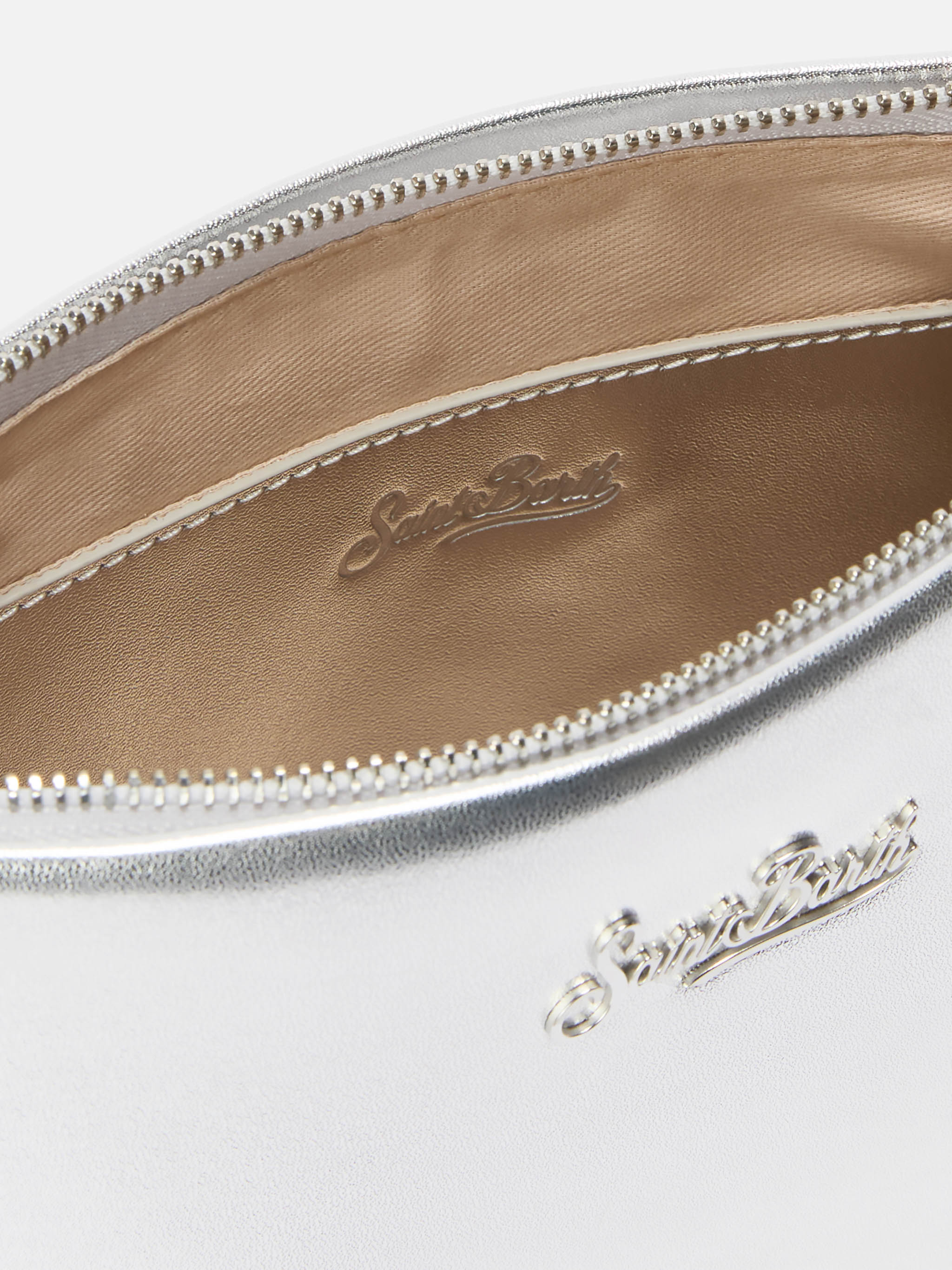 Borsa a spalla Aline Bag in pelle laminata argento