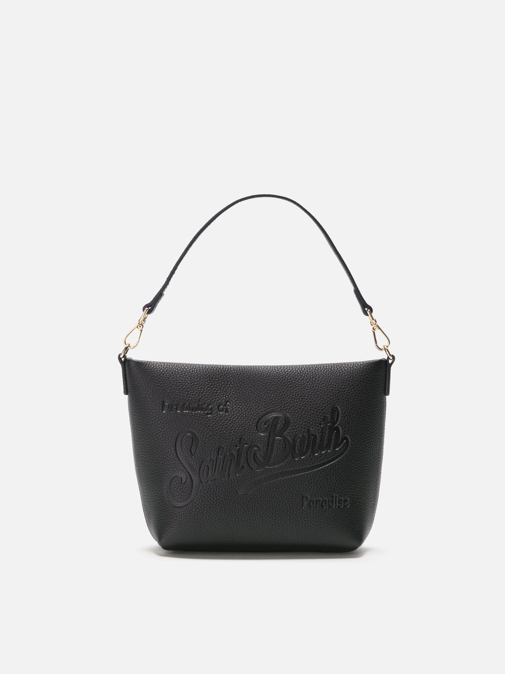 Borsa a spalla Aline Bag in pelle martellata nera