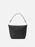 Borsa a spalla Aline Bag in pelle martellata nera