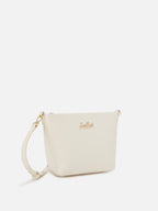 Borsa Aline in pelle liscia bianca con placchetta logo