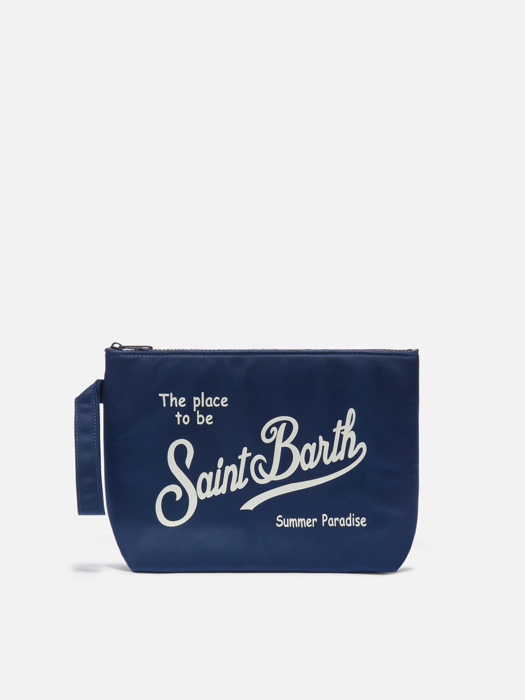Pochette Aline in nylon blu tinta unita