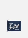 Pochette Aline in scuba blu navy con logo stampato