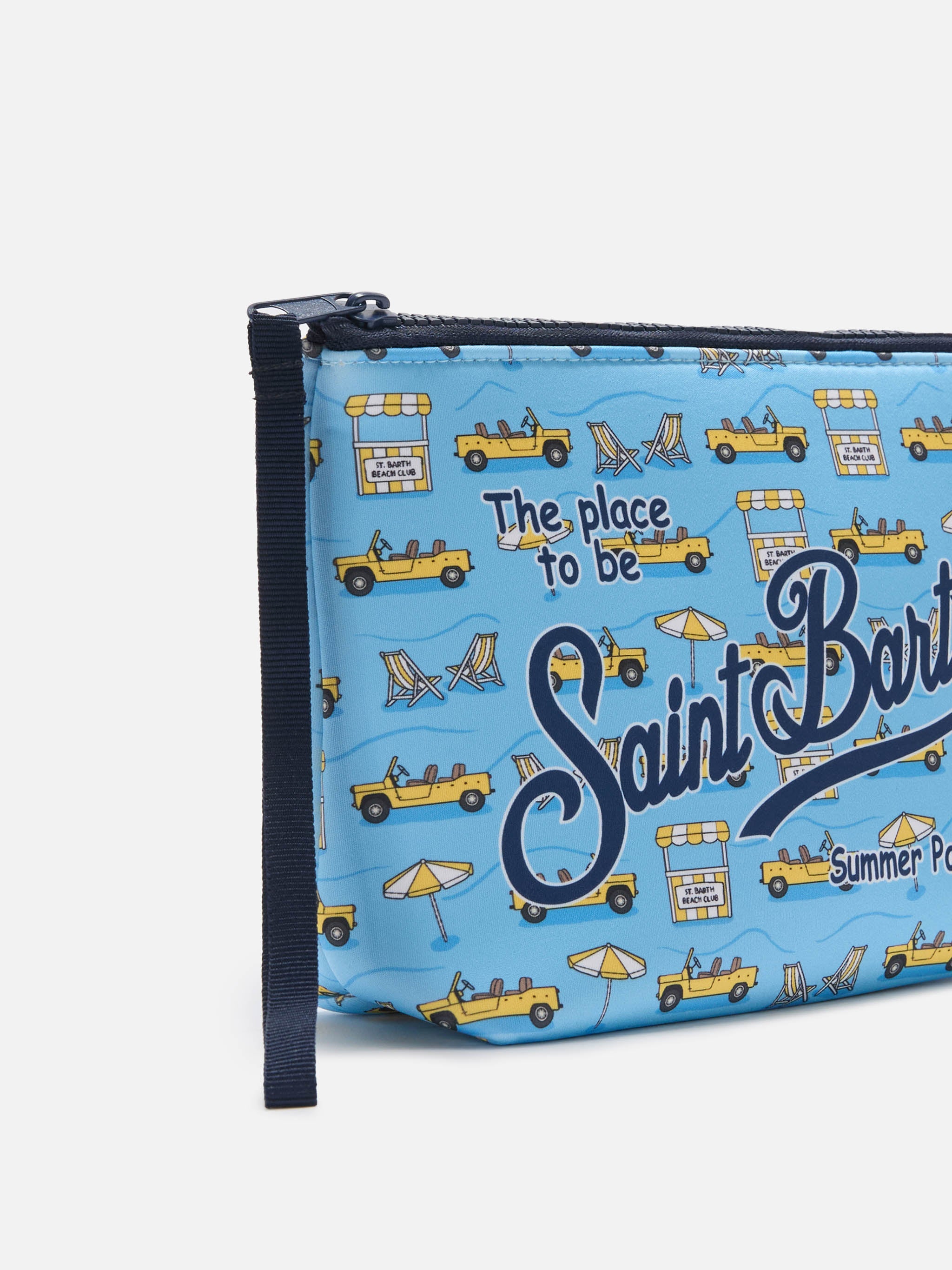 Pochette Aline in scuba con stampa Road to Formentera