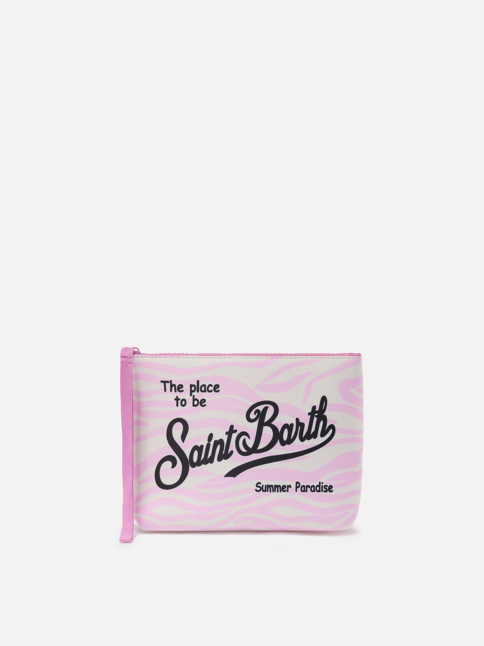 Pochette Aline in scuba con stampa zebrata rosa