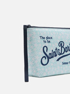 Pochette Aline azzurra in scuba con stampa stelle marine