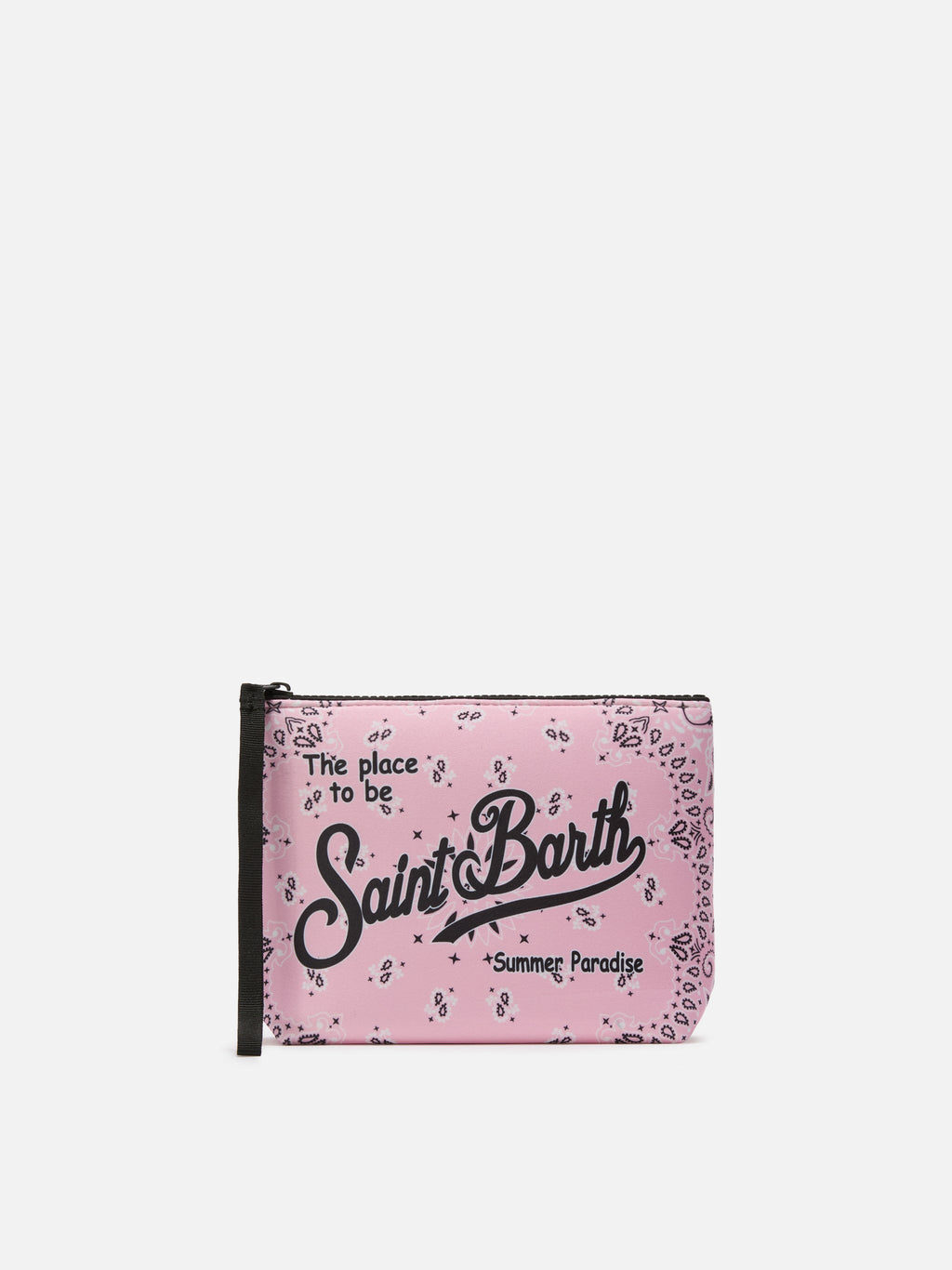 Pochette Aline in scuba con stampa bandana rosa