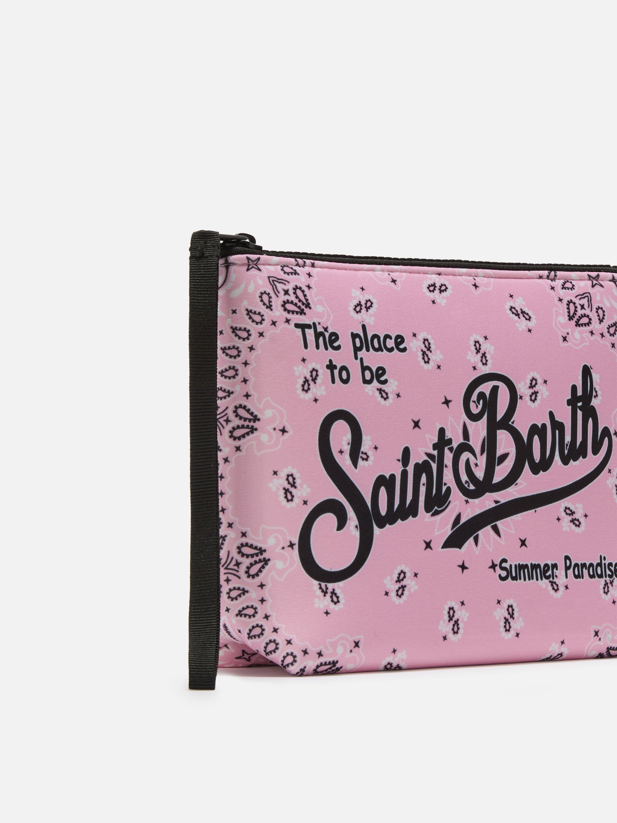 Pochette Aline in scuba con stampa bandana rosa