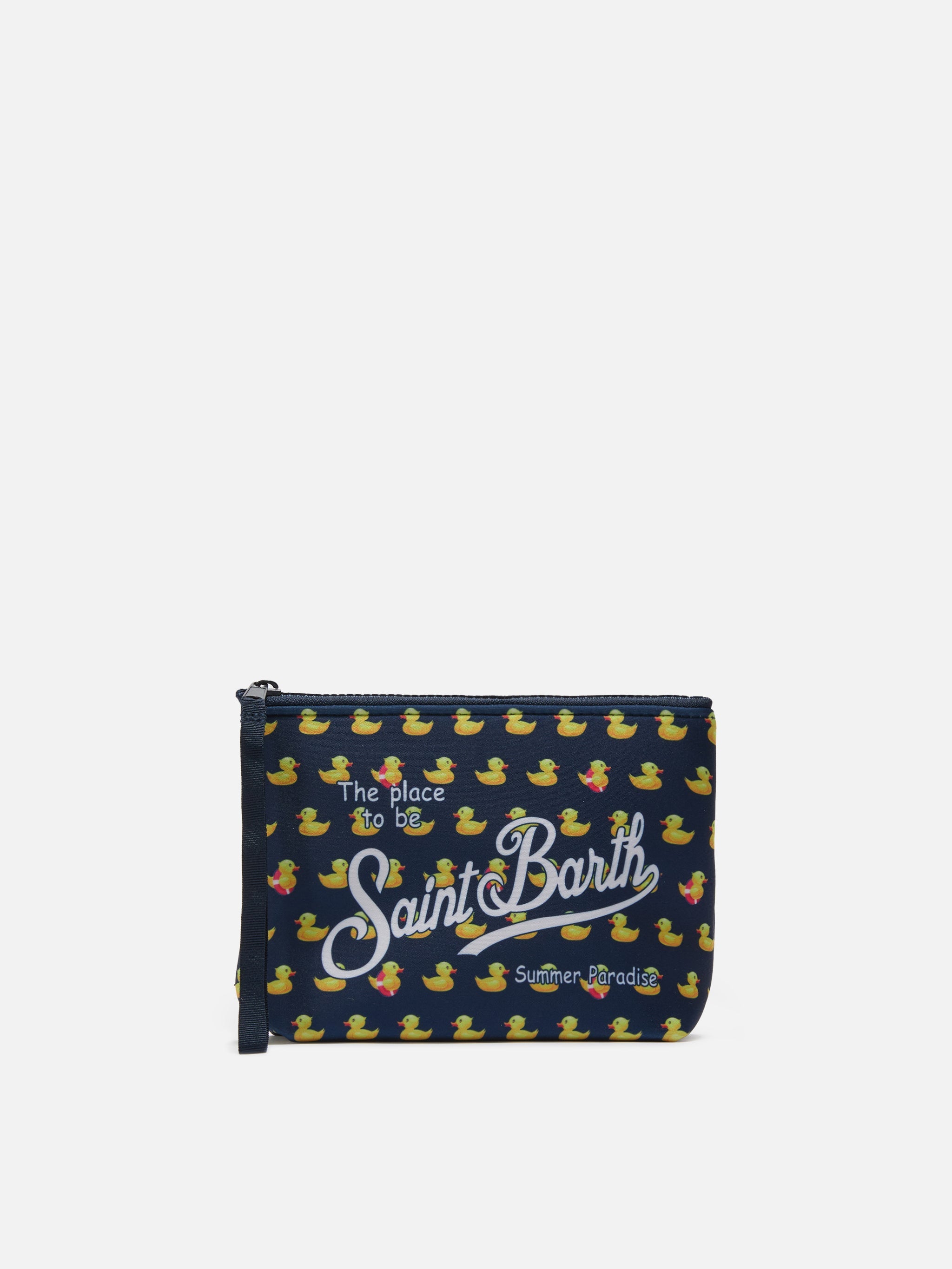 Pochette Aline in scuba con stampa paperelle