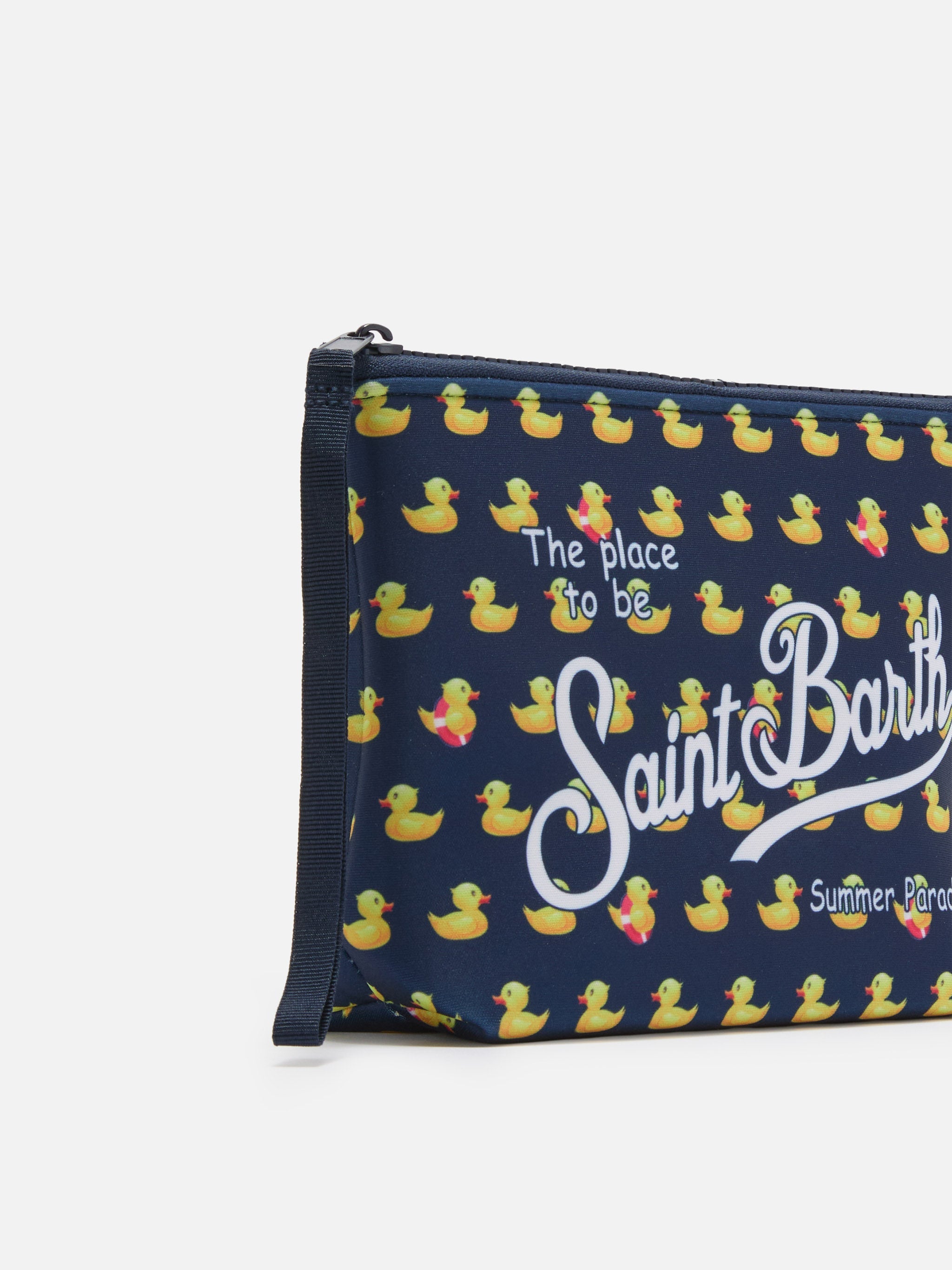 Pochette Aline in scuba con stampa paperelle
