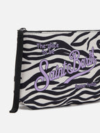 Pochette Aline in scuba con stampa zebrata