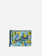 Pochette Aline in scuba con stampa maiolica con limoni