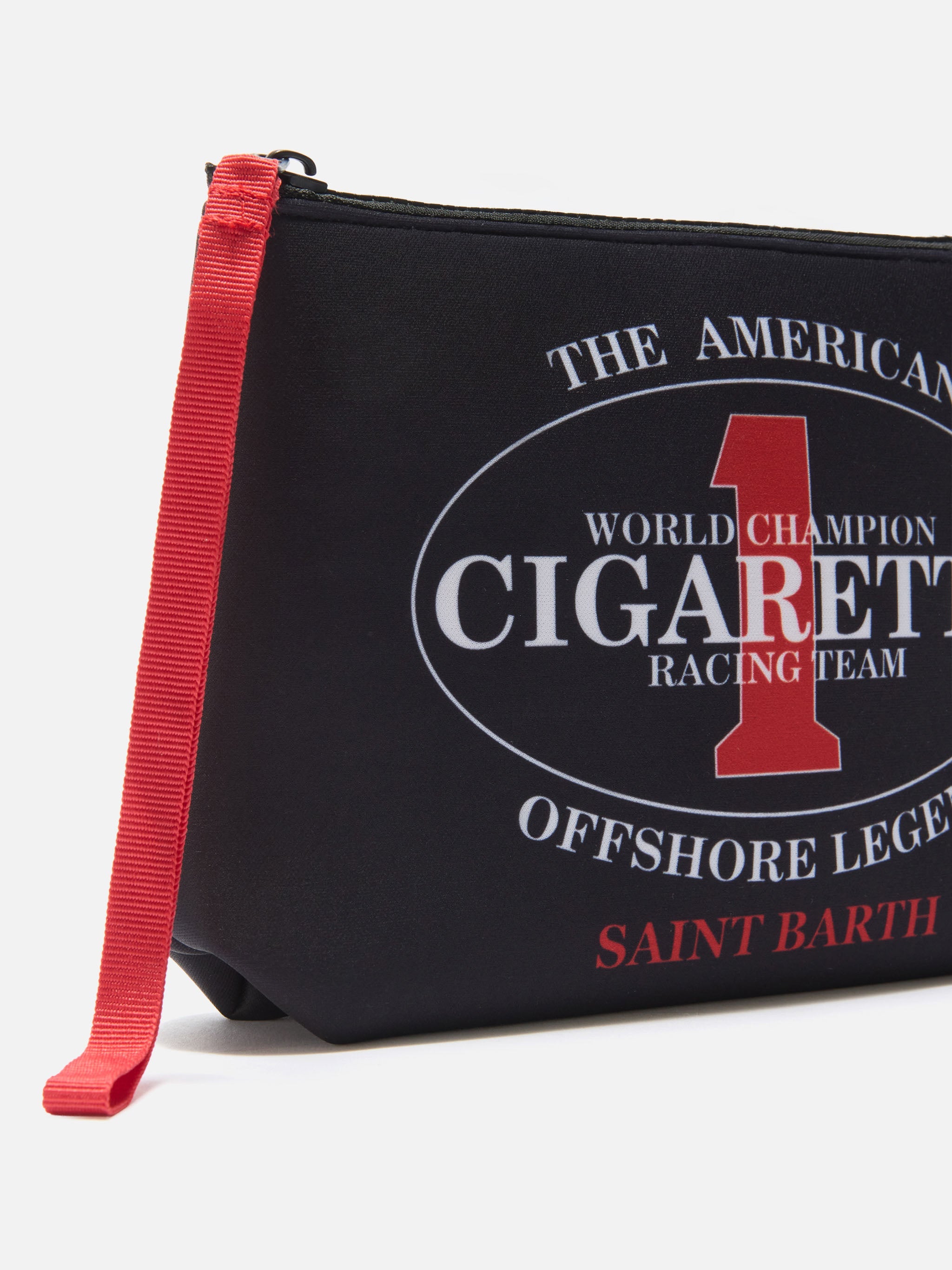 Pochette Aline in scuba nera con ricamo Cigarette Racing Team | Special Edition