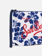 Pochette Aline in scuba con stampa Hibiscus