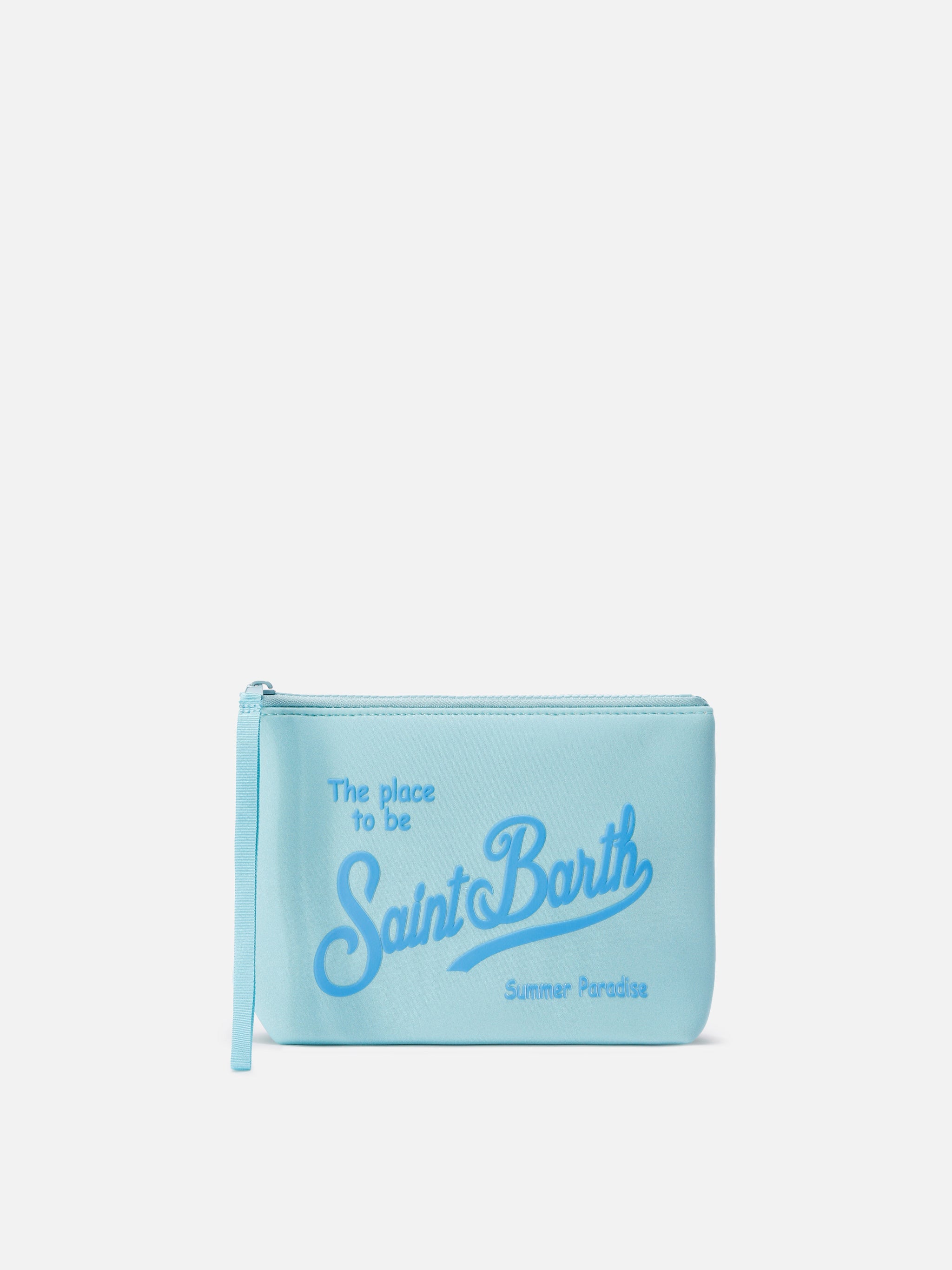 Pochette Aline in scuba azzurra tinta unita