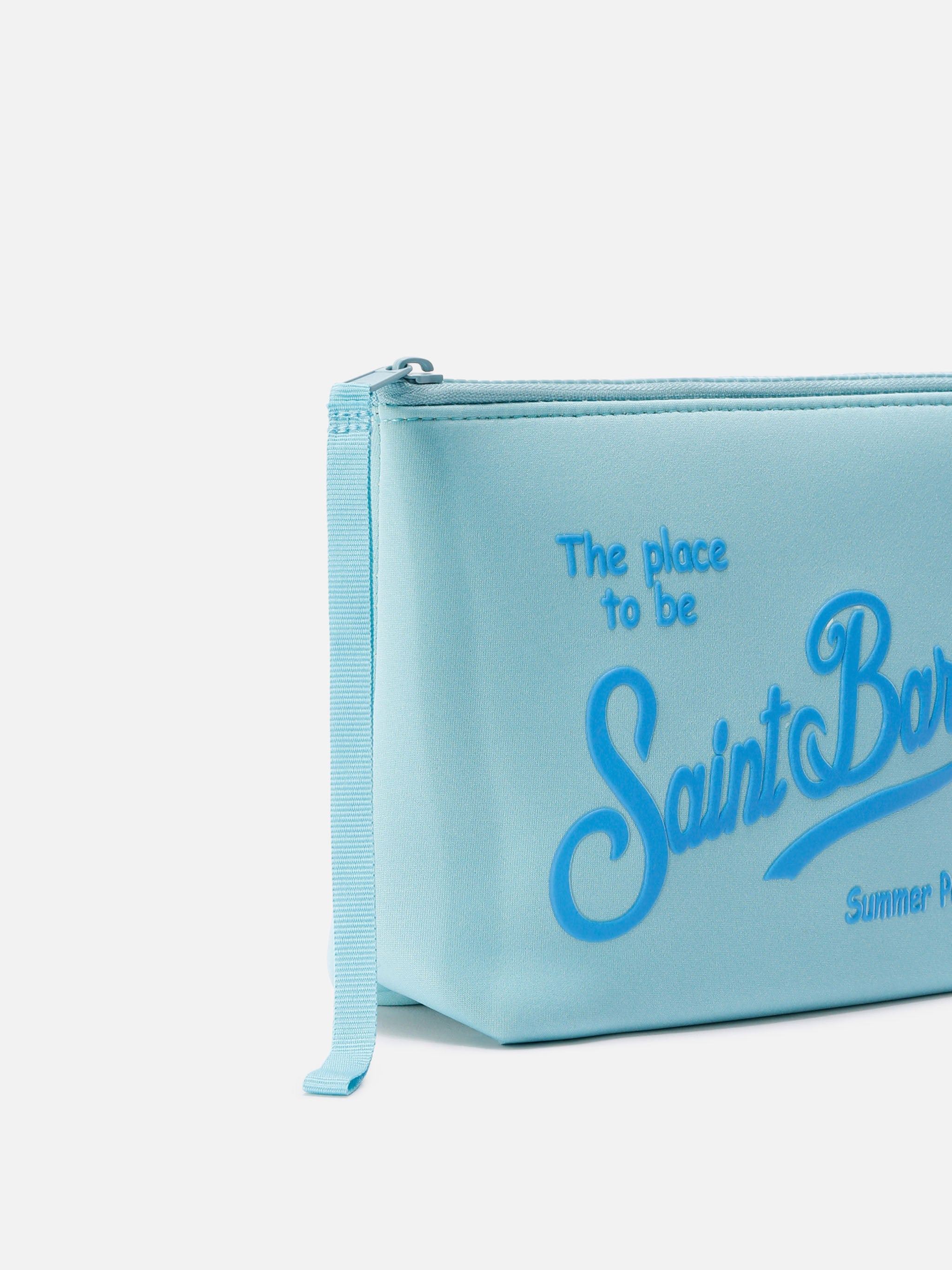 Pochette Aline in scuba azzurra tinta unita