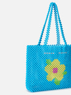 Beaded Shopper Bag turchese