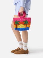 Borsa Beaded Big Bag a righe multicolore