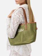 Borsa City medium in nylon verde militare