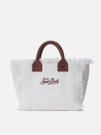 Borsa Colette in canvas bianca con patch logo animalier