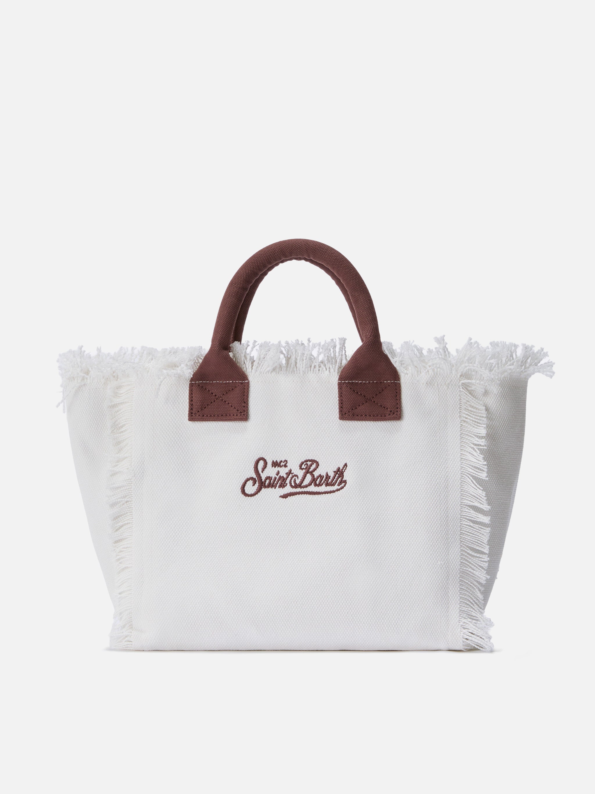 Borsa Colette in canvas bianca con patch logo animalier