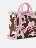 Borsa Colette in canvas con fantasia muccata e dettagli a contrasto