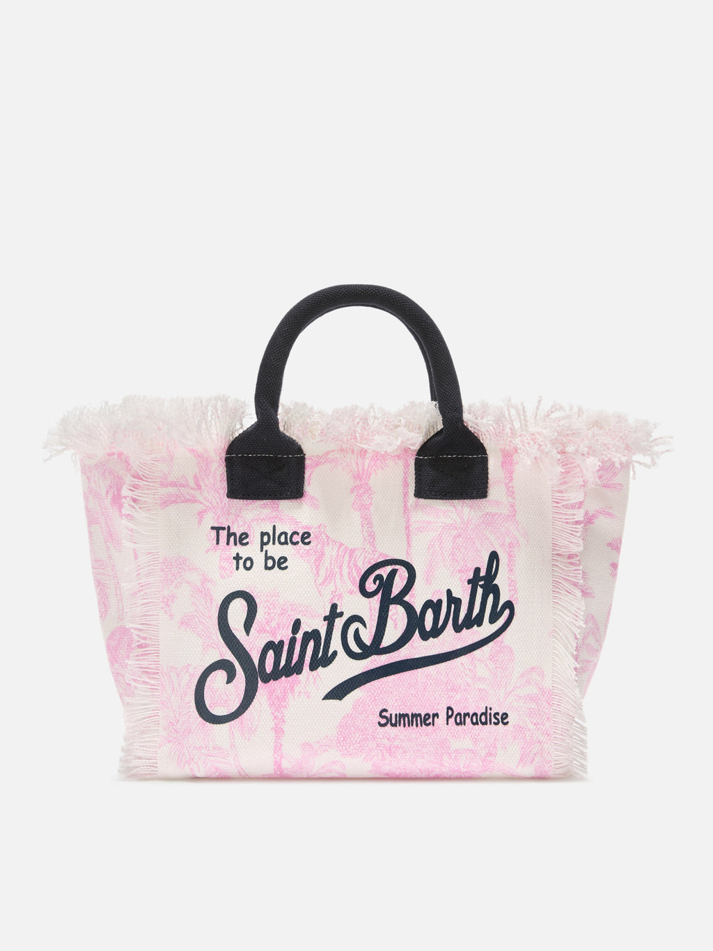 Borsa Colette in canvas con stampa toile de Jouy rosa