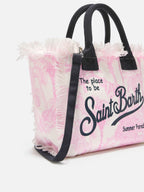 Borsa Colette in canvas con stampa toile de Jouy rosa