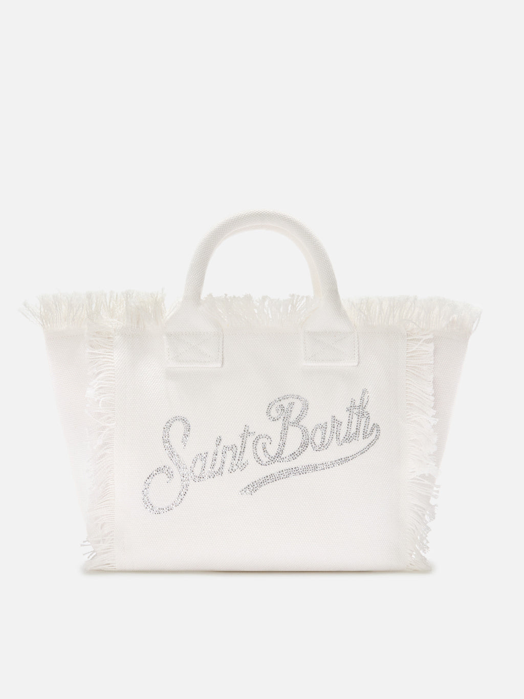 Borsa Colette in canvas bianca con logo in strass